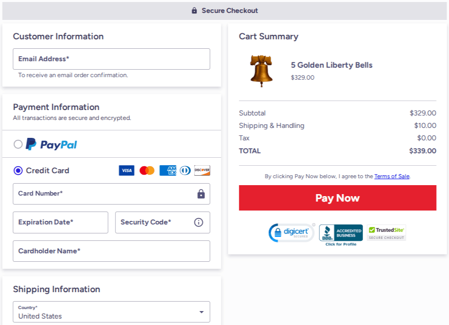 Trump Golden Liberty Bells Checkout